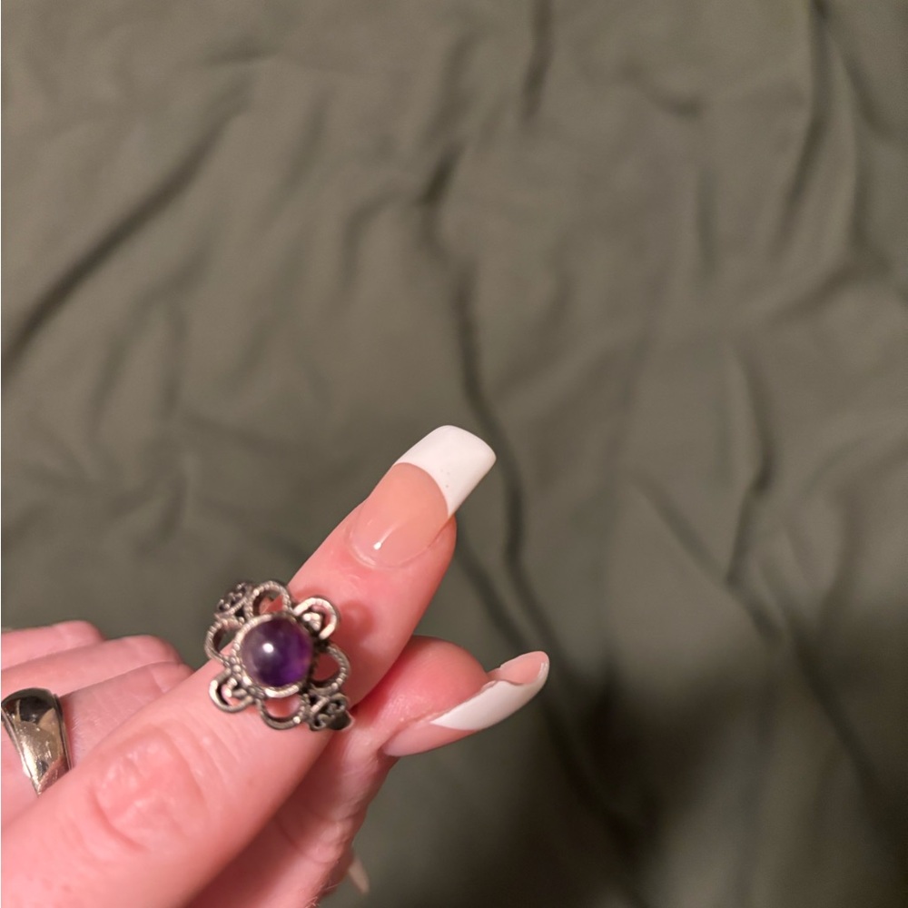 Elegant Purple Stone Silver Ring